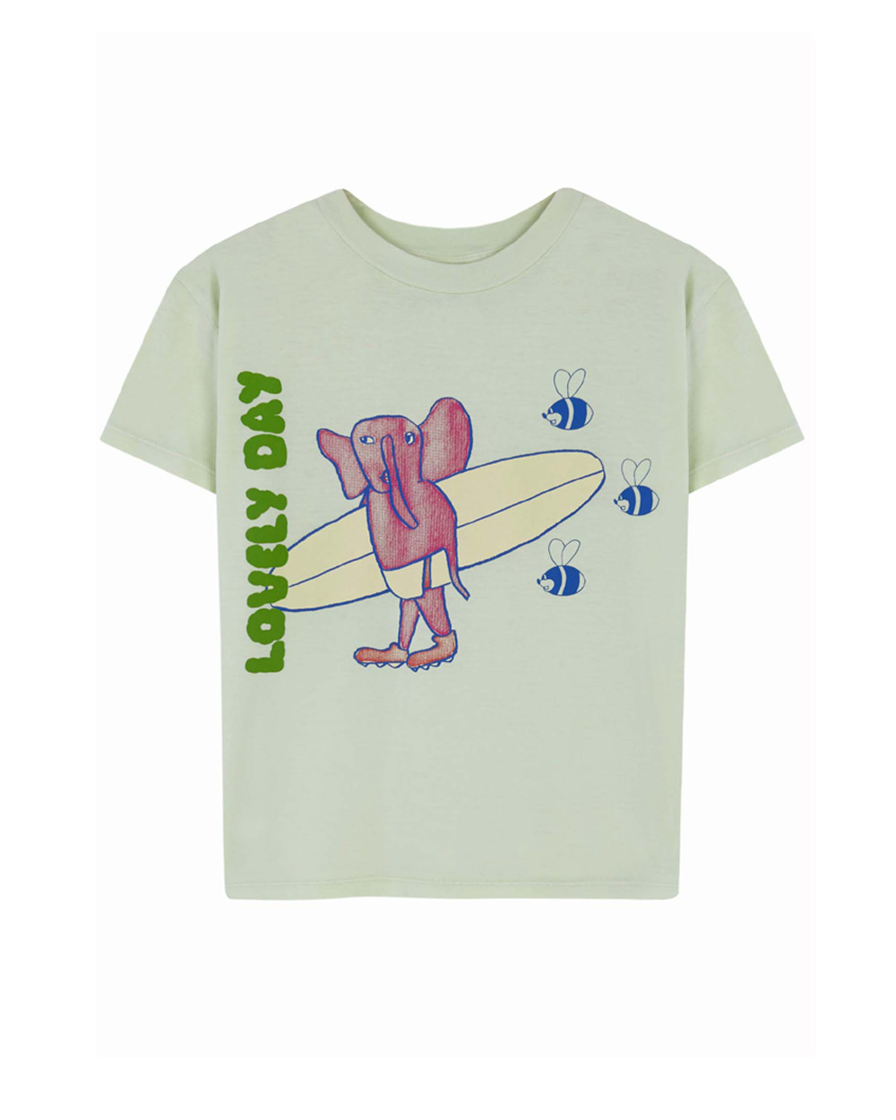 [FRESH DINOSAURS]Surfing Elephant T-shirt