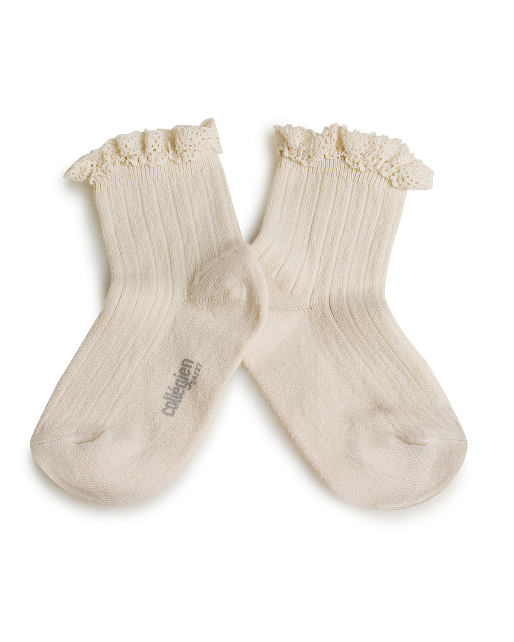 [Collégien] Lili - Lace Trim Ribbed Ankle Socks - Doux Agneaux [32-35]