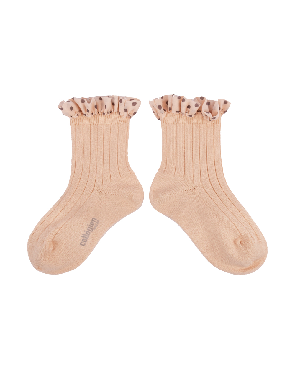 Emilie - Polka Dots Ruffle Ankle Socks - Sorbet