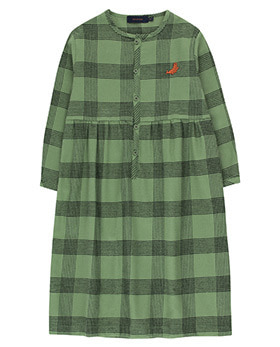 [TINY COTTONS] CHECK &quot;SEAL&quot; DRESS-GREEN WOOD/BLACK [2Y]