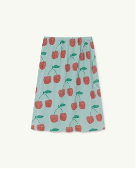 [TAO] F21022_237_EJ /Soft Blue Cherries Ladybug Kids Skirt [6Y,  10Y]