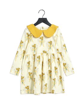 [MINIRODINI] Winterflowers aop ls dress /Yellow
