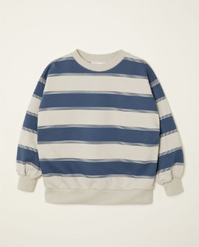 [MAINSTORY] Balloon Sweatshirt - Birch / Indigo Stripe
