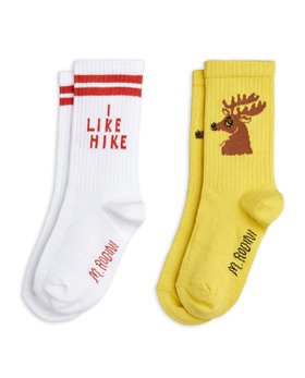 [MINIRODINI] Hike+Deer socks 2-pack /Yellow [31-35]