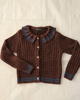 [BONJOUR] Knitted Cardigan /brown twist