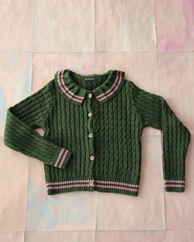 [BONJOUR] Knitted Cardigan /green twist [4Y]