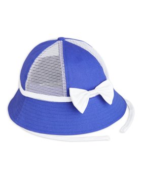 [MINIRODINI] Bow mesh sun hat /Blue [48/50, 52/54]