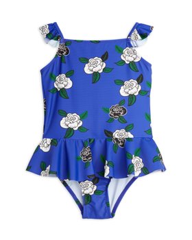[MINIRODINI] Roses uv skirt swimsuit /Blue [92/98, 104/110]