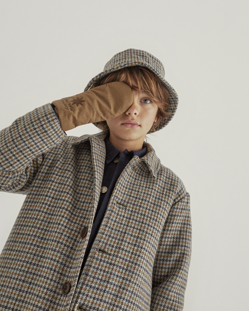 [THE NEW SOCIETY] Jeanne Boy Coat /Wool Houndstooth [6Y,8Y]