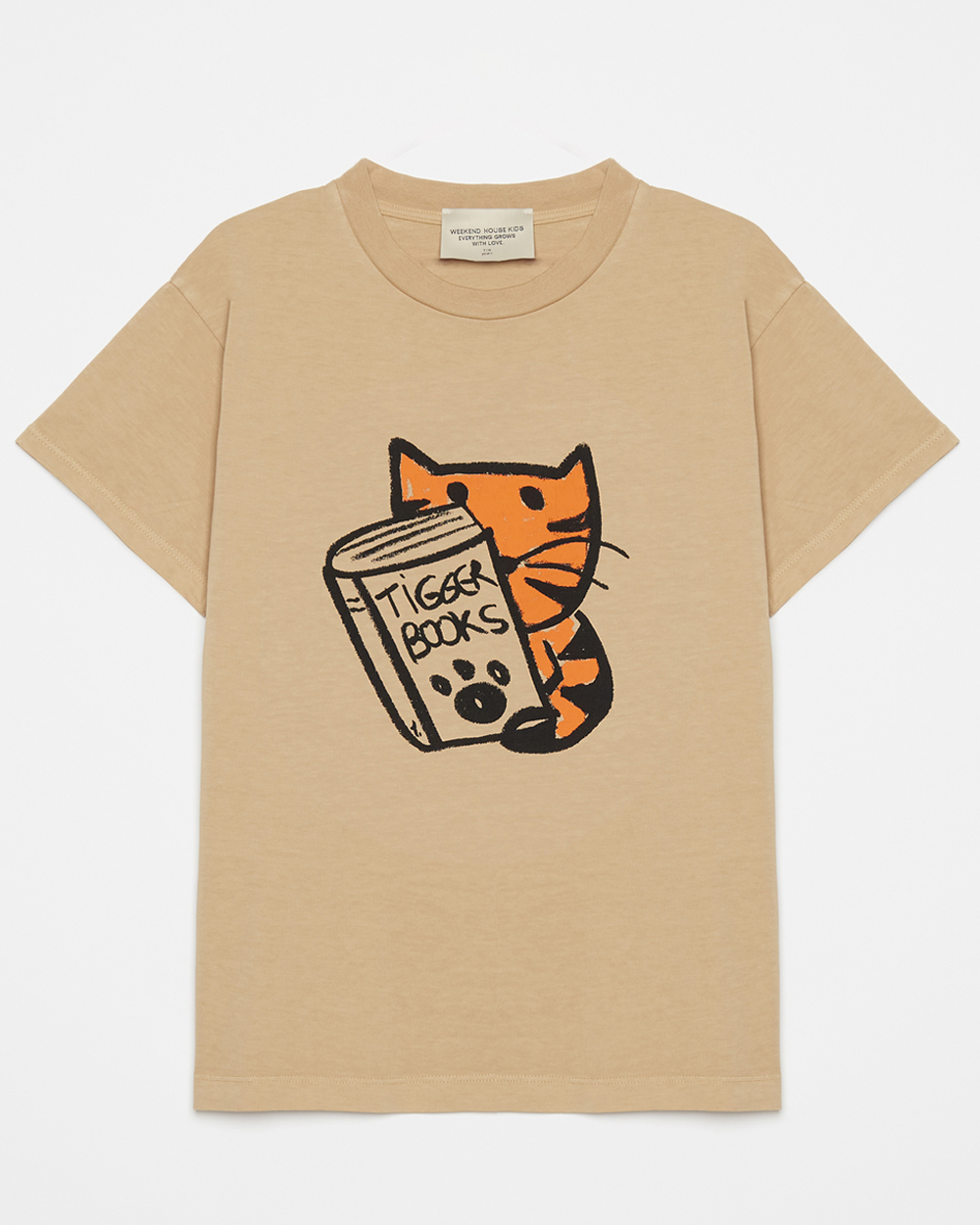 [WEEKEND HOUSE KIDS]Tiger book t-shirt /Sand