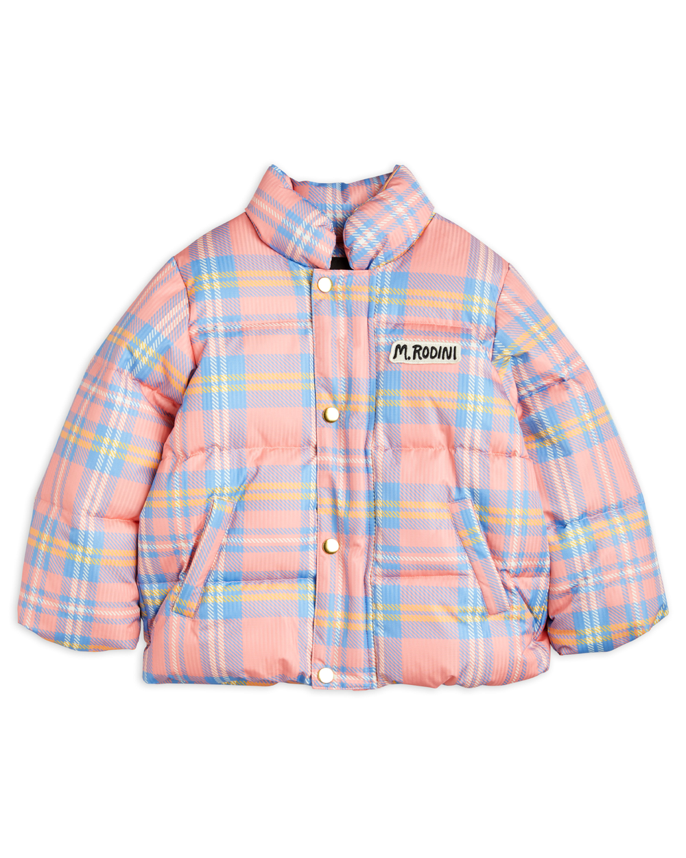 [MINIRODINI]Check puffer jacket /Pink
