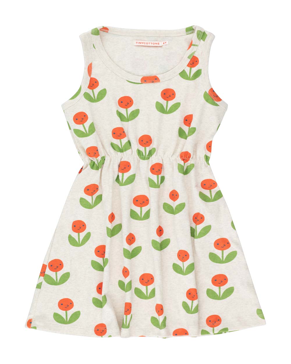 [TINY COTTONS]PEONIES DRESS /light cream heather/summer red [6Y, 10Y]