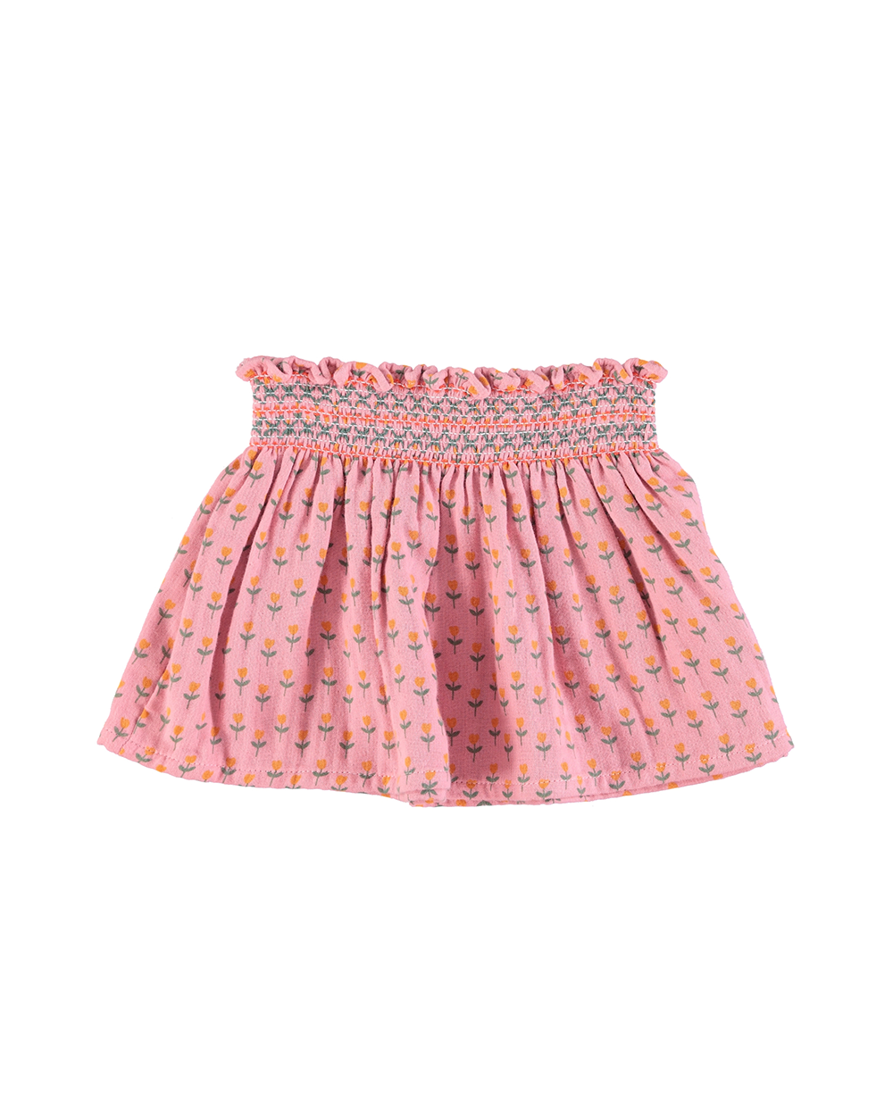 [ PIUPIUCHICK ] Mini skirt w/ embroidered waistband | Pink w/ little flowers [4Y, 6Y]