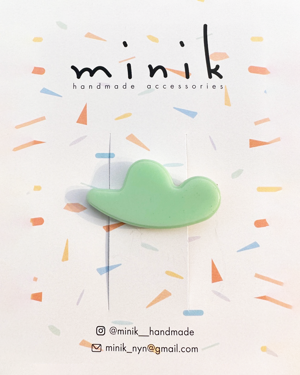[MINIK] hair pin - cloud / green
