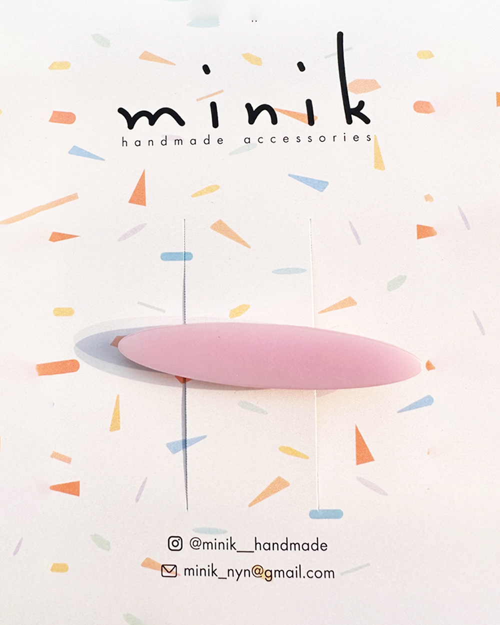 [MINIK] hair pin - long ellipse / soft pink