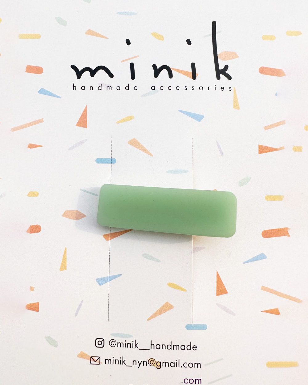 [MINIK] hair pin - short rectangle / green