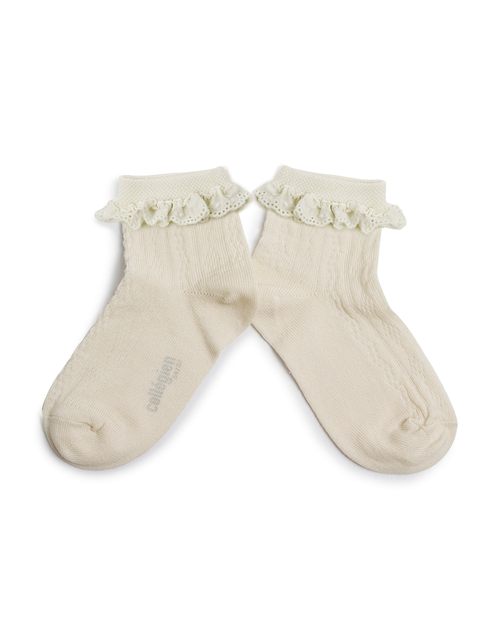 [Collégien] Marie-Antoinette - Lightweight Pointelle Socks with Broderie Anglaise - Doux Agneaux [21-23, 32-35]
