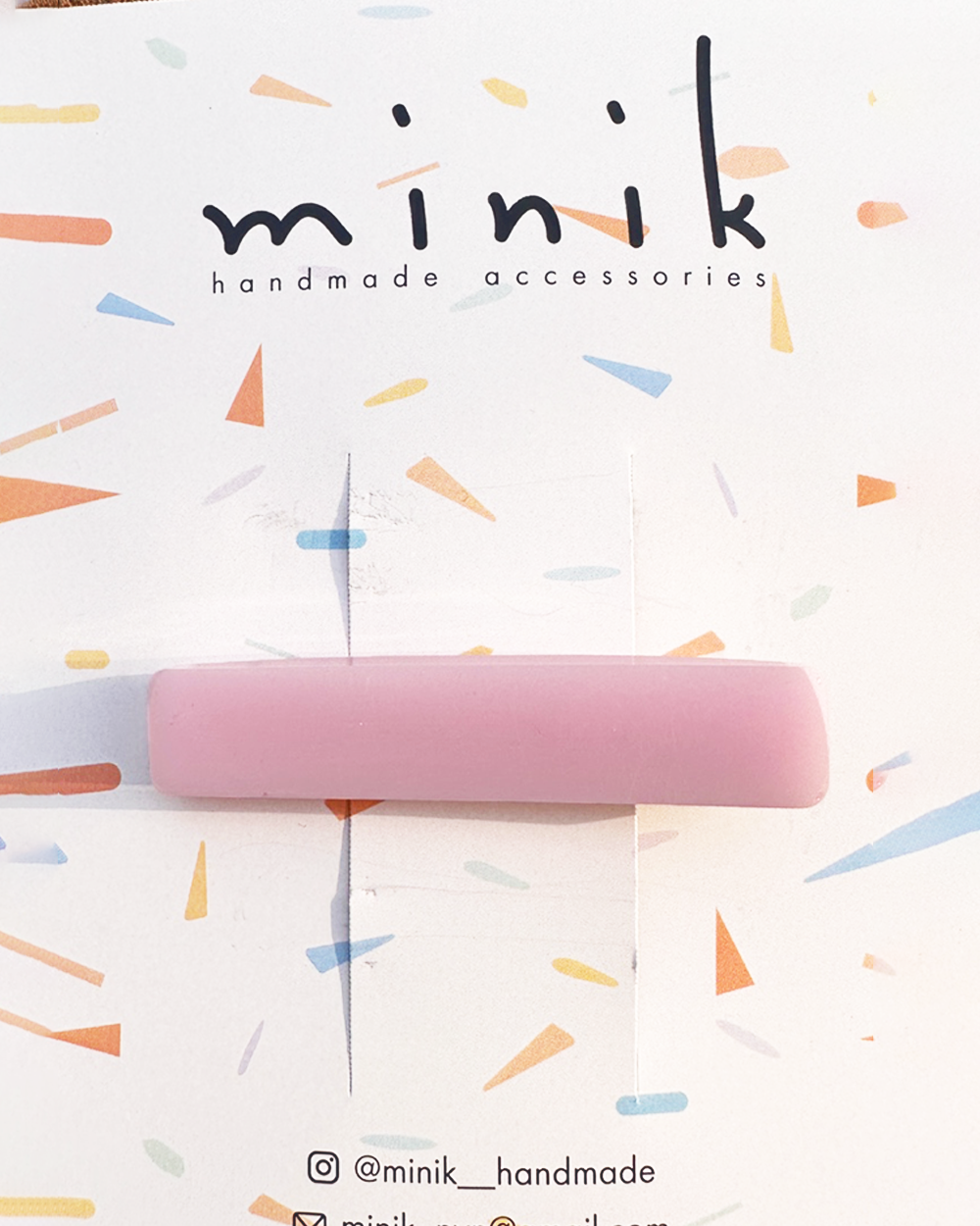 [MINIK] hair pin - long rectangle / soft pink
