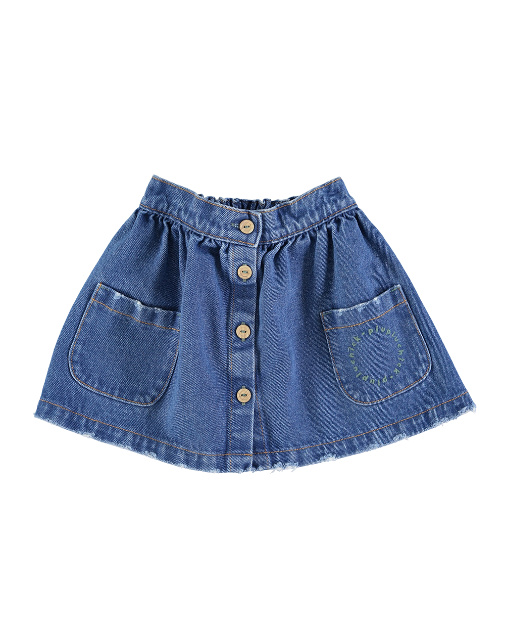 [ PIUPIUCHICK ] Short skirt w/ pockets | Washed navy denim [6Y]