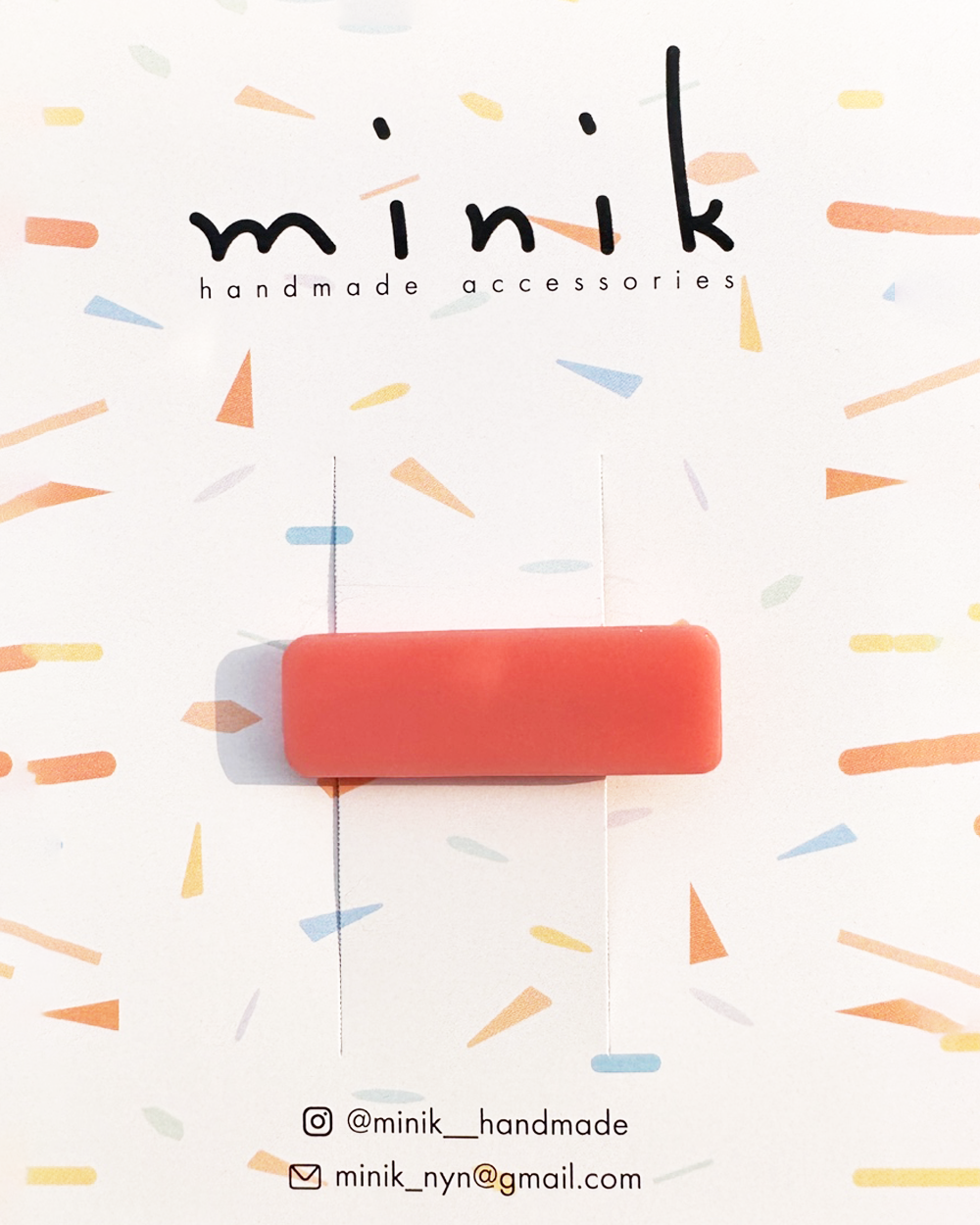 [MINIK] hair pin - short rectangle / crimson
