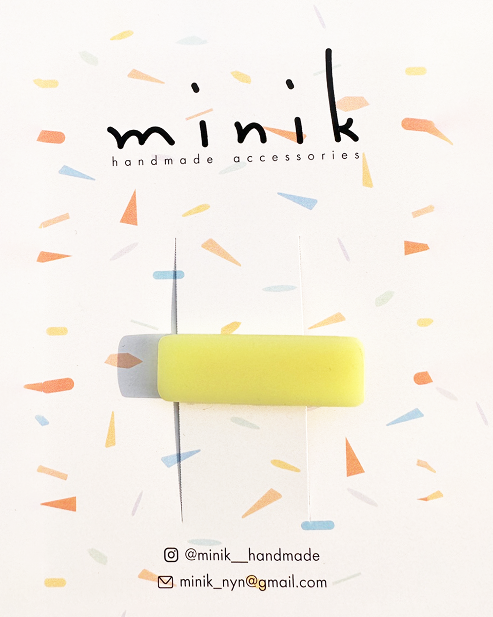 [MINIK] hair pin - short rectangle / yellow
