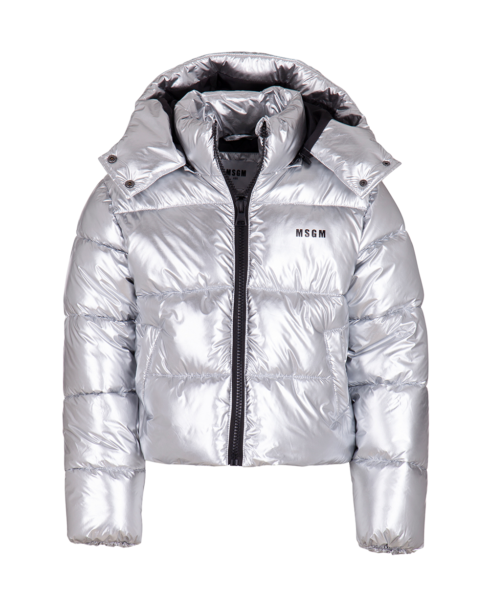 [MSGM] NYLON CROPPED PUFFER JACKET GIRL ARGENTO/SILVER [10Y]