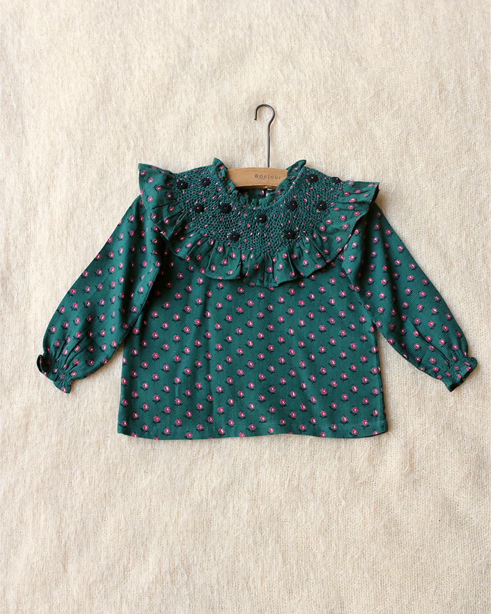 [ BONJOUR ] BLOUSE WITH HANDSMOCK COLLAR / Provencal print [6Y]