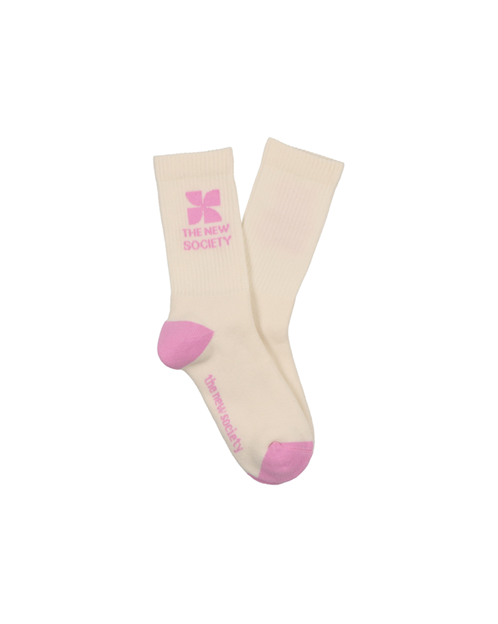 [THE NEW SOCIETY] Socks Logo Natural &amp; Iris Lilac