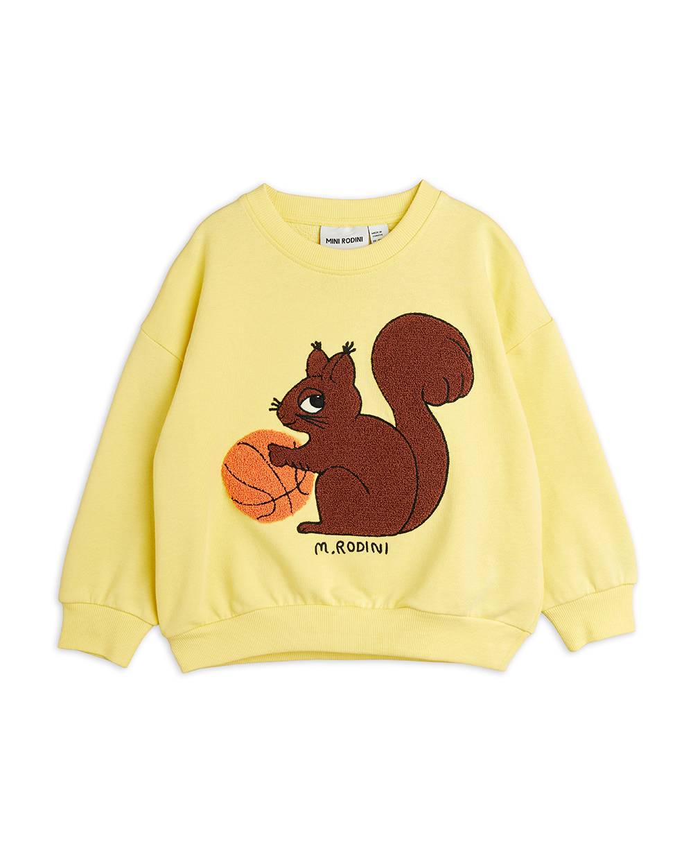 [MINIRODINI] Squirrel chenille emb sweatshirt (YELLOW)