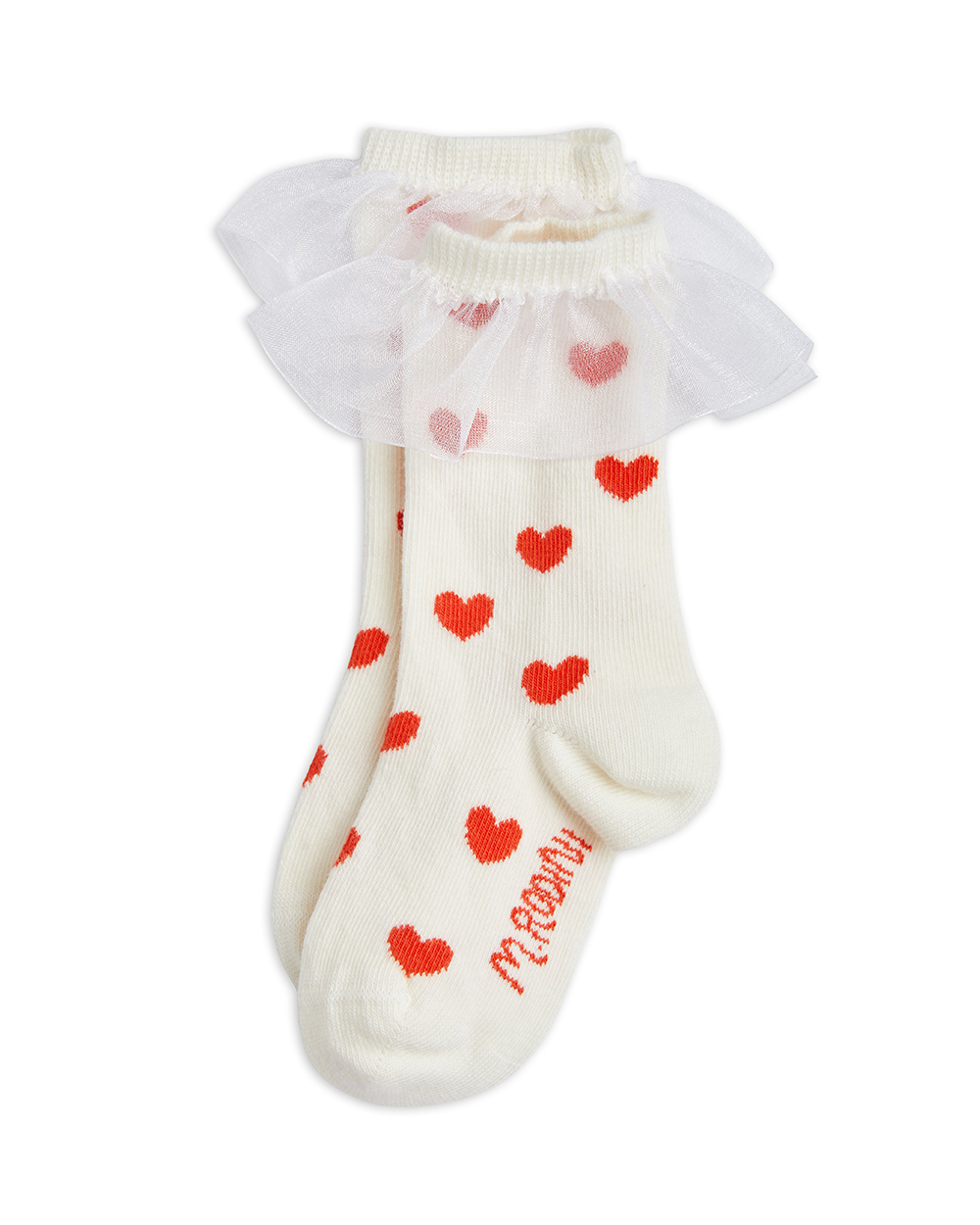 [MINIRODINI] Hearts frill 1-pack socks